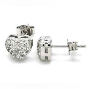 Elegant Silver Heart Stud Earrings